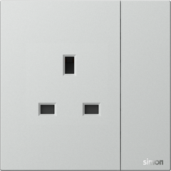 Module Ổ cắm chuẩn Anh kèm công tắc màu Bạc Simon M7 661382-6R đế vuông