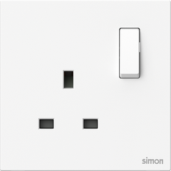Module Ổ cắm đơn 3 chấu chuẩn Anh kèm công tắc Simon M7 661383 màu Trắng