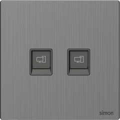 M7 Metal- Bộ ổ cắm mạng Cat6 đôi (Brushed Grey) Simon 665228M-2B