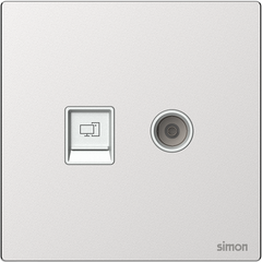 M7 Metal- Bộ ổ cắm TV+ mạng Cat6 (Frosted Sliver) Simon 665302M-2A