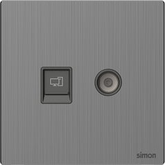 M7 Metal- Bộ ổ cắm TV+ mạng Cat6 (Brushed Grey) Simon 665302M-2B