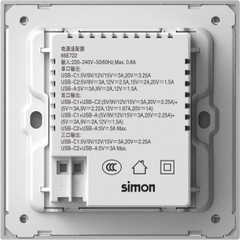 Module Ổ cắm USB(5V 2.4A)+TYPE-C(65W) màu Bạc Simon M7 66E722-6R