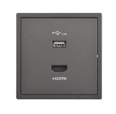 Ổ cắm USB và HDMI màu xám Simon I7 700494-61 lắp chuẩn đế vuông