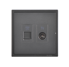 Ổ cắm tivi và điện thoại màu xám Simon I7 705301 -61 chuẩn vuông