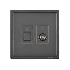 Ổ cắm Tivi và dữ liệu mạng Cat.6e màu xám Simon I7 705302-61 chuẩn vuông