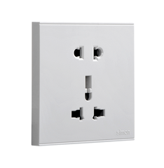 E6- Bộ Ổ cắm 3 chấu đa tiêu chuẩn 10A và ổ cắm 2 chấu dùng cho chấu tròn và dẹt (Grey) Simon 721080-61