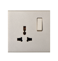 E6- Bộ Ổ cắm đơn đa tiêu chuẩn 10A kèm công tắc (Champagne) Simon 721089-46