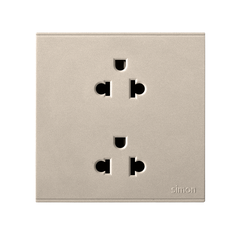 E6- Bộ Ổ cắm đôi chuẩn Âu-Mỹ 16A (Champagne) Simon 721287-46 Màu sâm panh