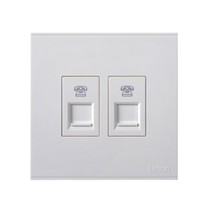 E6- Bộ ổ cắm điện thoại đôi Simon 725224 Màu trắng