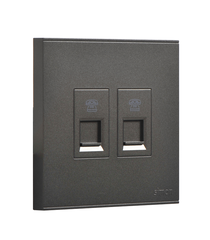 E6- Bộ ổ cắm điện thoại đôi (Grey) Simon 725224-61 Màu xám