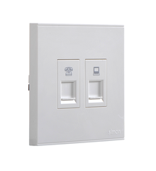 E6- Bộ ổ cắm điện thoại và dữ liệu Cat6e Simon 725229 Màu trắng