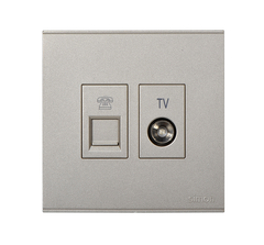 E6- Bộ ổ cắm TV và điện thoại (Champagne) Simon  725301-46 Màu sâm panh