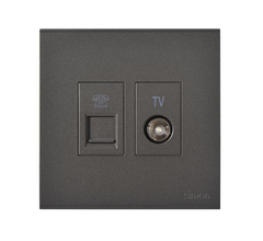 E6- Bộ ổ cắm TV và điện thoại (Grey) Simon 725301-61 Màu xám