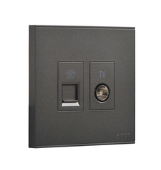 E6- Bộ ổ cắm TV và điện thoại (Grey) Simon 725301-61 Màu xám