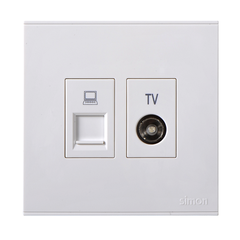 E6- Bộ ổ cắm Tv và dữ liệu Cat6e Simon 725302 Màu trắng