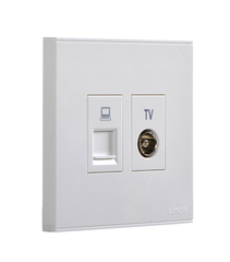 E6- Bộ ổ cắm Tv và dữ liệu Cat6e Simon 725302 Màu trắng