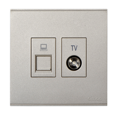 E6- Bộ ổ cắm Tv và dữ liệu Cat6e (Champagne) Simon 725302-46 Màu sâm panh