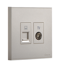 E6- Bộ ổ cắm Tv và dữ liệu Cat6e (Champagne) Simon 725302-46 Màu sâm panh