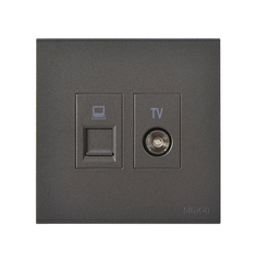E6- Bộ ổ cắm Tv và dữ liệu Cat6e (Grey)  Simon 725302-61 Màu xám