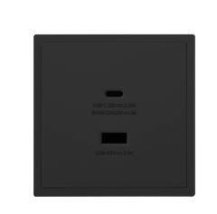 Ổ cắm sạc USB 5V, 24,A và type C 45W Simon vuông I7 70E727-26 màu đen