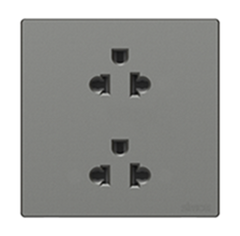 Ổ cắm đôi 3 chấu Âu Mỹ Simon K3 571287-61 Màu ghi xám lắp chuẩn đế vuông