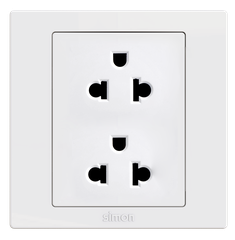 Module Ổ cắm đôi 3 chấu 16A màu trắng Simon S5 S5522 lắp đế vuông