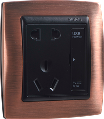 Ổ cắm kèm sạc USB và Type C V8 simon màu đen