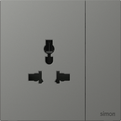 Module Ổ cắm đơn đa năng kèm công tắc Màu Xám Simon M7 661089-6G đế vuông