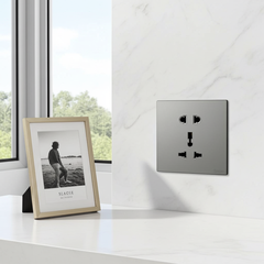 Module Ổ cắm 3 chấu đa năng và 2 chấu màu ghi xám Simon S6 581080V-61 đế vuông