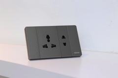 K9 - Bộ ổ cắm đôi 3 chấu thường (grey) Simon K9 594201-61 màu xám