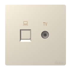 Ổ cắm mạng Cat6 và Tivi Simon K3 575302-46 Màu sâm panh lắp chuẩn đế vuông