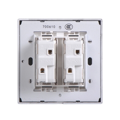 Công tắc đôi 1 chiều màu xám có đèn LED Simon I7 701021-61 lắp đế vuông