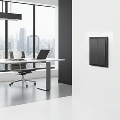 Công tắc đôi 1 chiều màu đen Simon I7 701021-26 lắp đế vuông