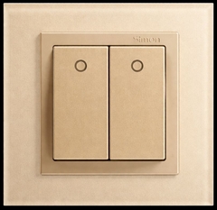 Module Công tắc đôi 16A, 1 chiều Simon V8 80398-56 Màu Sâm panh