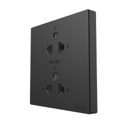 Module ổ cắm đôi 3 chấu chuẩn Âu Mỹ 16A Simon S6 màu đen 581287-26