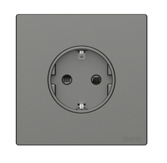 Ổ cắm đơn 16A kiểu Schuko có tiếp địa màu Xám ghi Simon S6 581687-61 lắp đế âm vuông