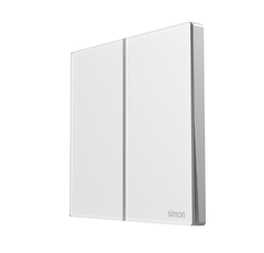 Module công tắc đôi 2 chiều màu trắng mặt kính Simon SeriesM7 661022G-4F lắp đế vuông