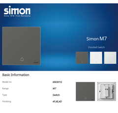 Bộ nút nhấn chuông cửa màu trắng mặt kính Simon M7 666301G-4F lắp đế vuông