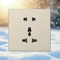 Module Ổ cắm 3 chấu đa năng và 2 chấu màu sâm panh Simon S6 581080V-46 đế vuông