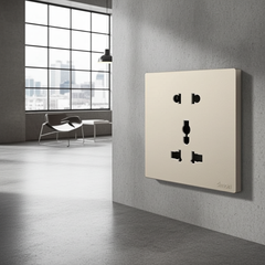 Module Ổ cắm 3 chấu đa năng và 2 chấu màu sâm panh Simon S6 581080V-46 đế vuông