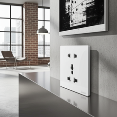 Module Ổ cắm 3 chấu đa năng và 2 chấu màu trắng Simon S6 581080V đế vuông