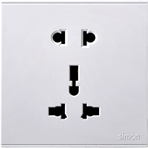 Module Ổ cắm 3 chấu đa năng và 2 chấu màu trắng Simon S6 581080V đế vuông