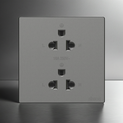 Module Ổ cắm đôi 3 chấu chuẩn Âu Mỹ màu xám (Grey) Simon S6 581287-61 lắp chuẩn đế vuông