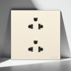 Module ổ cắm đôi 3 chấu chuẩn Âu Mỹ màu sâm panh Simon S6 581287-46 lắp chuẩn đế vuông