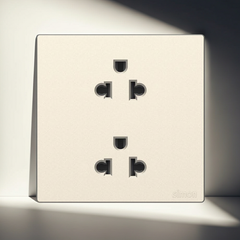 Module ổ cắm đôi 3 chấu chuẩn Âu Mỹ màu sâm panh Simon S6 581287-46 lắp chuẩn đế vuông