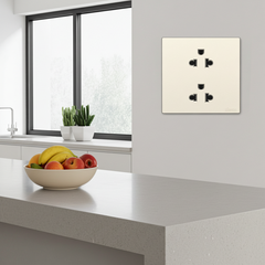 Module ổ cắm đôi 3 chấu chuẩn Âu Mỹ màu sâm panh Simon S6 581287-46 lắp chuẩn đế vuông