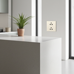 Module ổ cắm đôi 3 chấu chuẩn Âu Mỹ màu sâm panh Simon S6 581287-46 lắp chuẩn đế vuông