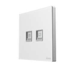 Module ổ cắm mạng Cat.6 + thoại RJ45 Simon M7 665229 Màu trắng