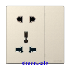 Module Ổ cắm 3 chấu đa năng và 2 chấu kèm công tắc màu sâm panh Simon S6 581080-46 đế vuông