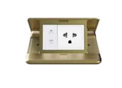 Module Ổ cắm âm sàn Simon ZD011087 gồm 1 ổ cắm đơn 3 chấu + 1 ổ cắm 2 chấu thường màu vàng